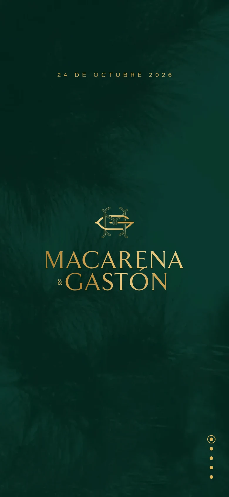 Portada real de la invitación de casamiento de Macarena y Gastón.